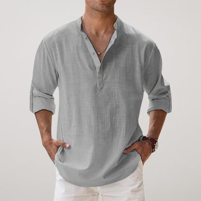 vitoria™ - Chemise Henley en coton au look lin