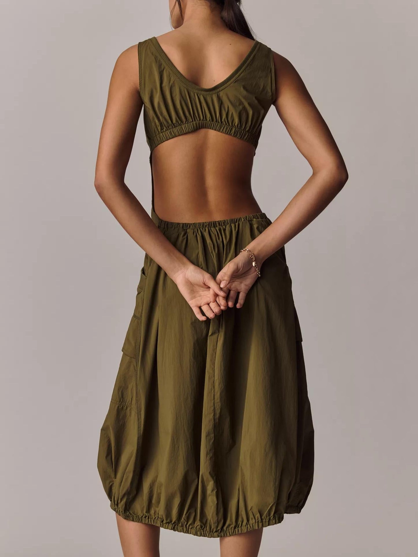 Vianne - Robe midi à ourlet arrondi avec poches