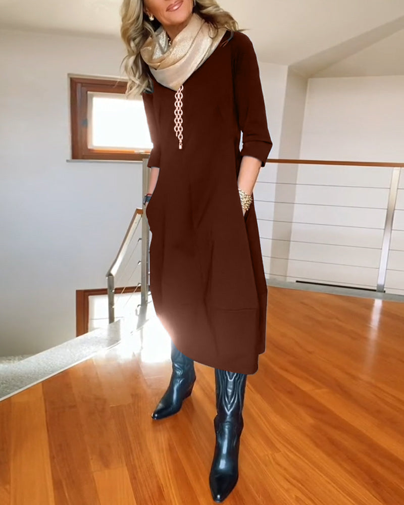 Denise - Élégante robe d'automne avec poches