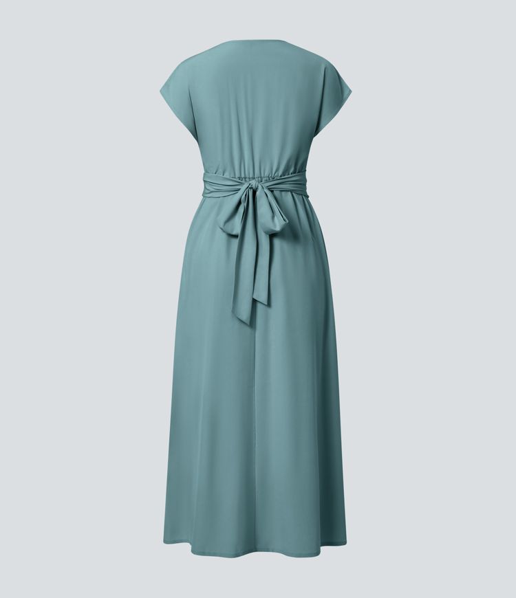 Rosavine – Chic Robe Portefeuille à Taille Haute