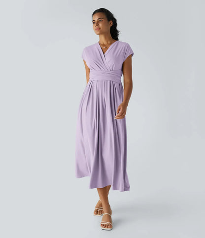 Rosavine – Chic Robe Portefeuille à Taille Haute