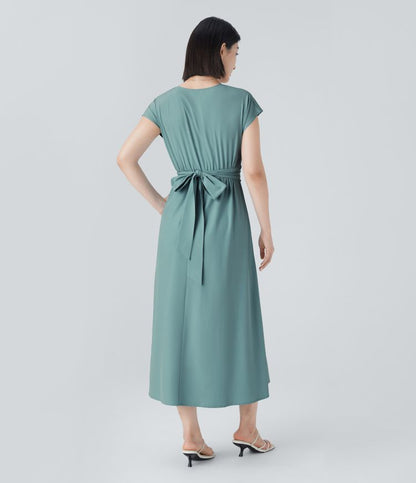 Rosavine – Chic Robe Portefeuille à Taille Haute