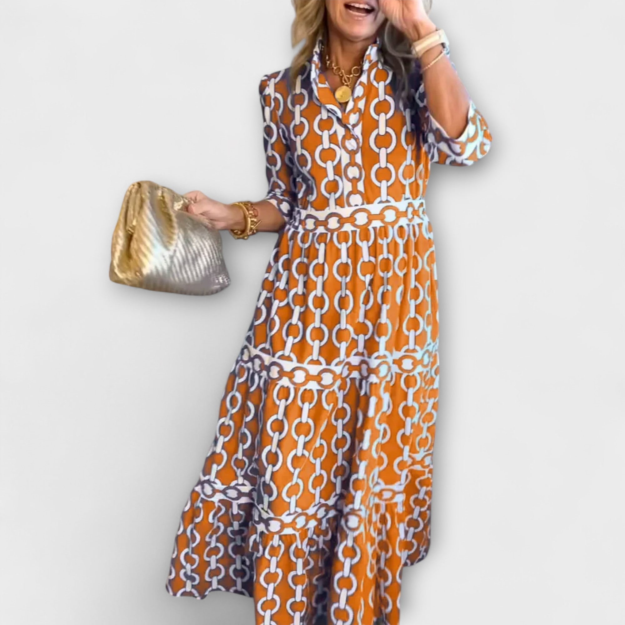 Brisande – Robe fluide mi-longue avec col chemise