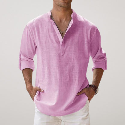 vitoria™ - Chemise Henley en coton au look lin