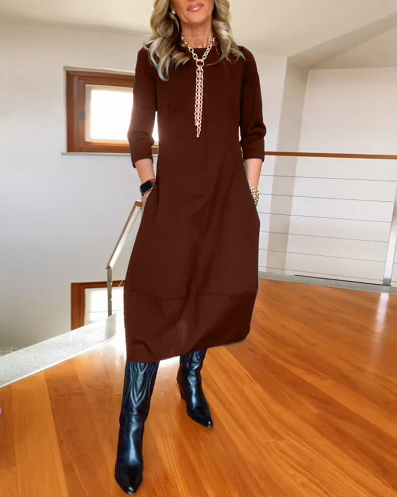 Denise - Élégante robe d'automne avec poches