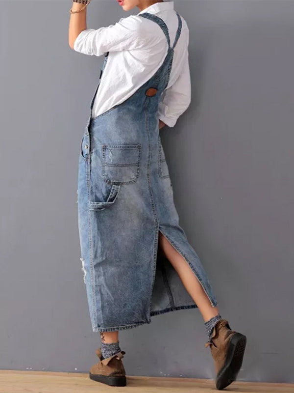 Aurore - Salopette en jean vintage avec poches pratiques