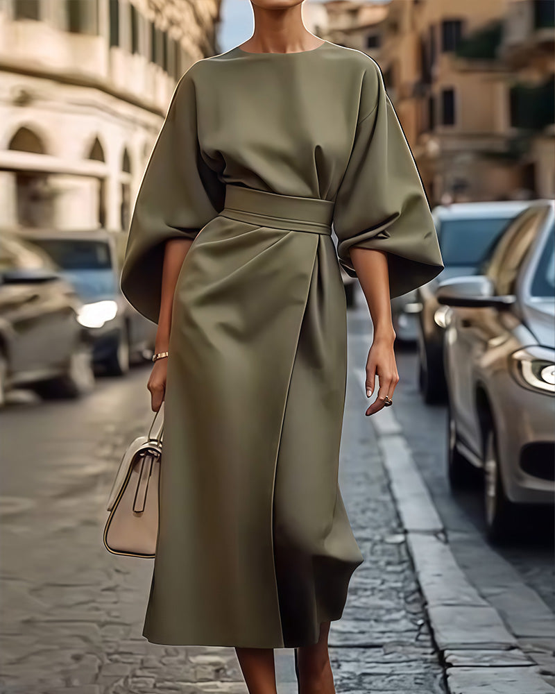 Carine - Robe Chic à Manches Lanternes