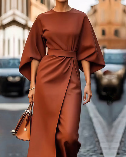 Carine - Robe Chic à Manches Lanternes