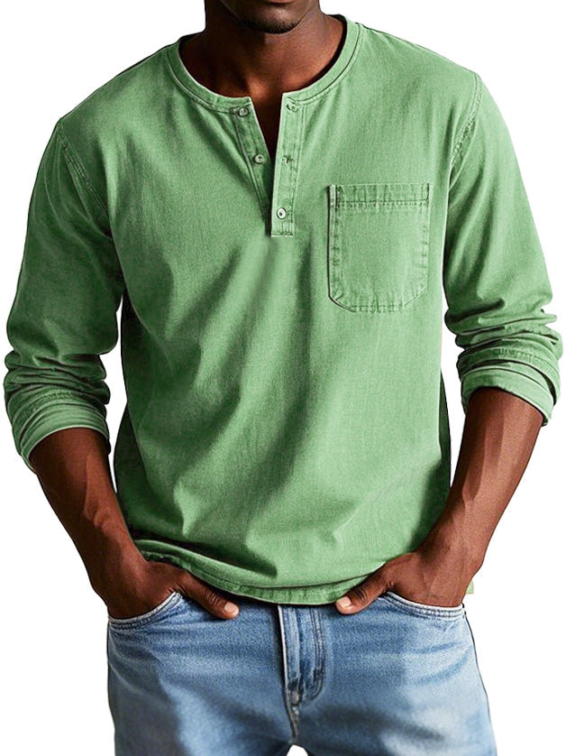 "Vitoria™ - Chemise Vintage à Manches Longues" can be rewritten as "Lenoir™ - Chemise Rétro à Manches Longues".