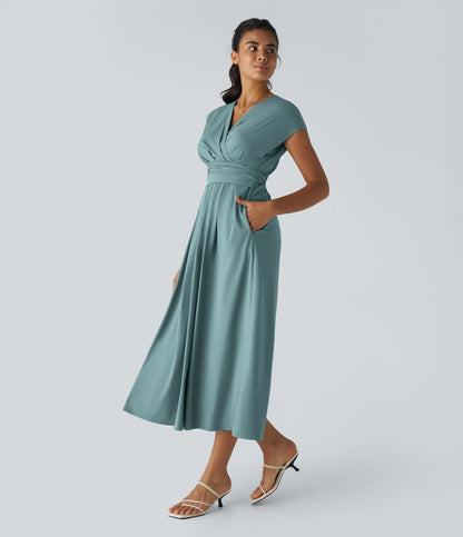 Rosavine – Chic Robe Portefeuille à Taille Haute