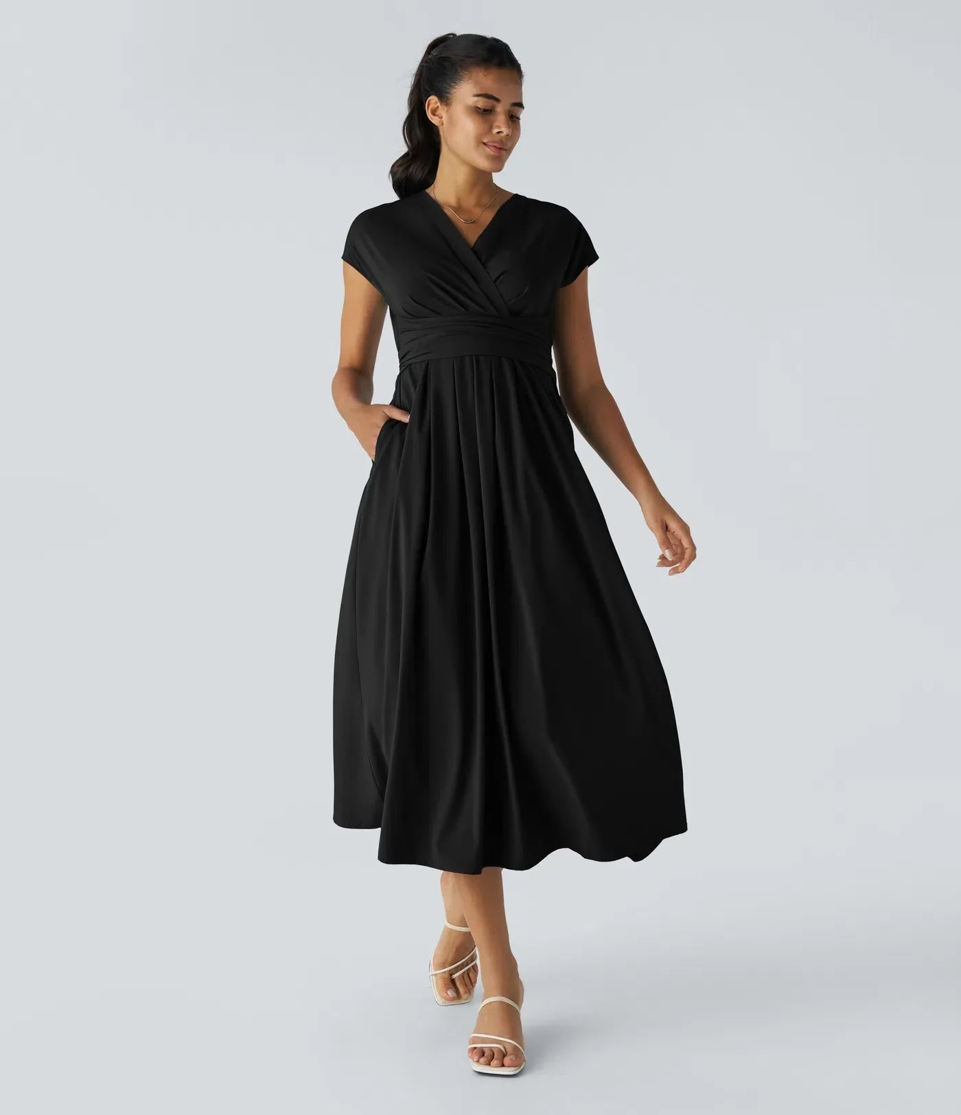 Rosavine – Chic Robe Portefeuille à Taille Haute