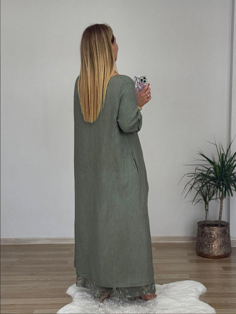 Évelyne – Ensemble à manches longues avec pantalon imprimé