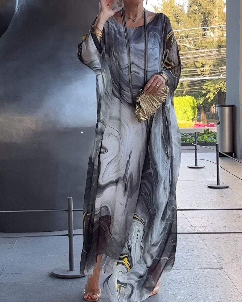 Romy – Élégante robe longue en mousseline colorée