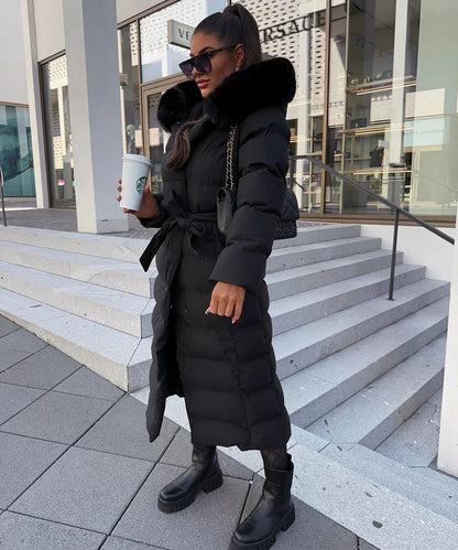 Gwendoline - Veste d'hiver en duvet synthétique avec col en fausse fourrure