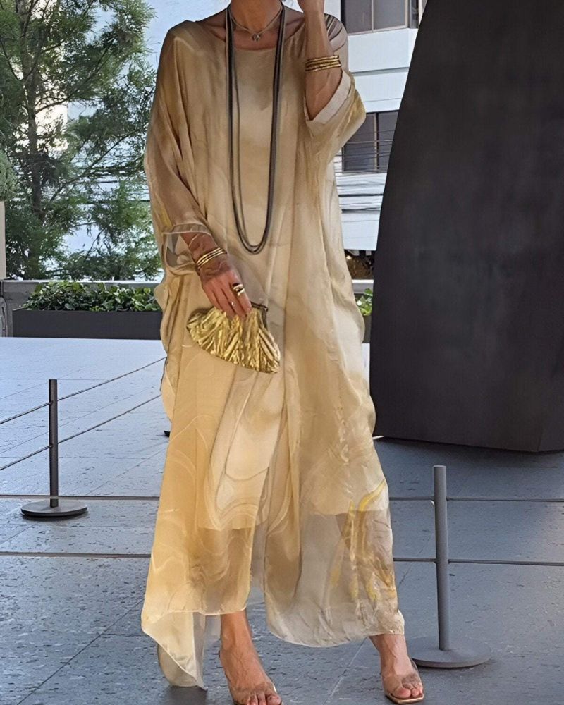 Romy – Élégante robe longue en mousseline colorée