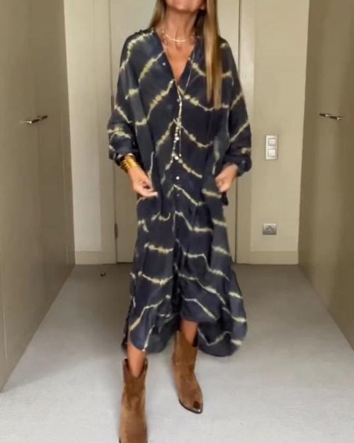 Siriane – Robe longue bohème à rayures avec manches longues
