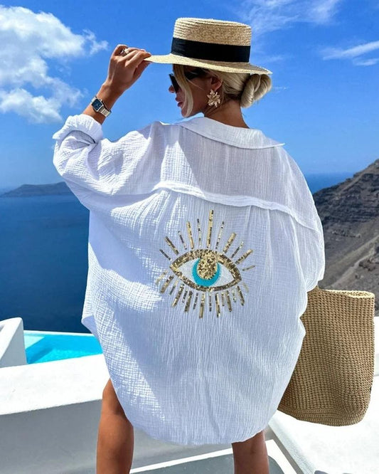 Solinea – Chemise décontractée ornée de broderies à sequins