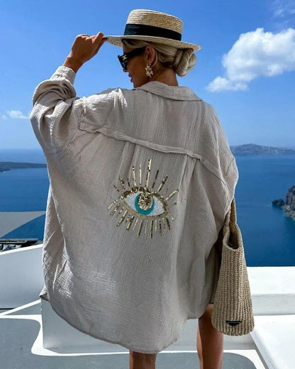 Solinea – Chemise décontractée ornée de broderies à sequins
