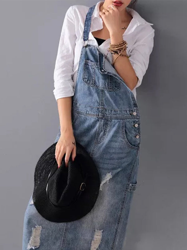 Aurore - Salopette en jean vintage avec poches pratiques