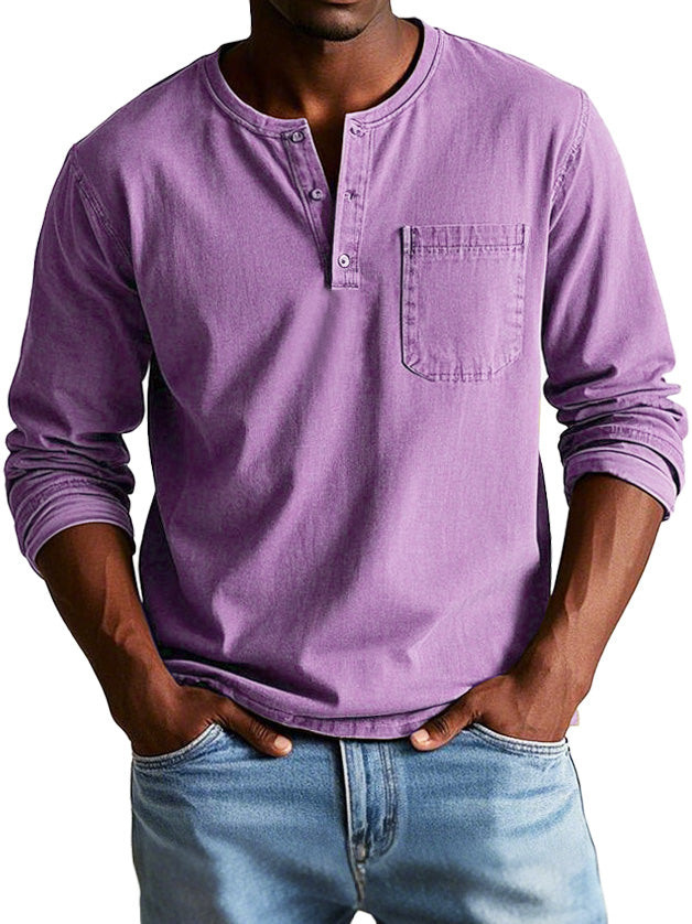 Vitoria™ | Chemise Vintage à Manches Longues" can be rewritten as: "Lenoir™ | Chemise Rétro à Manches Longues