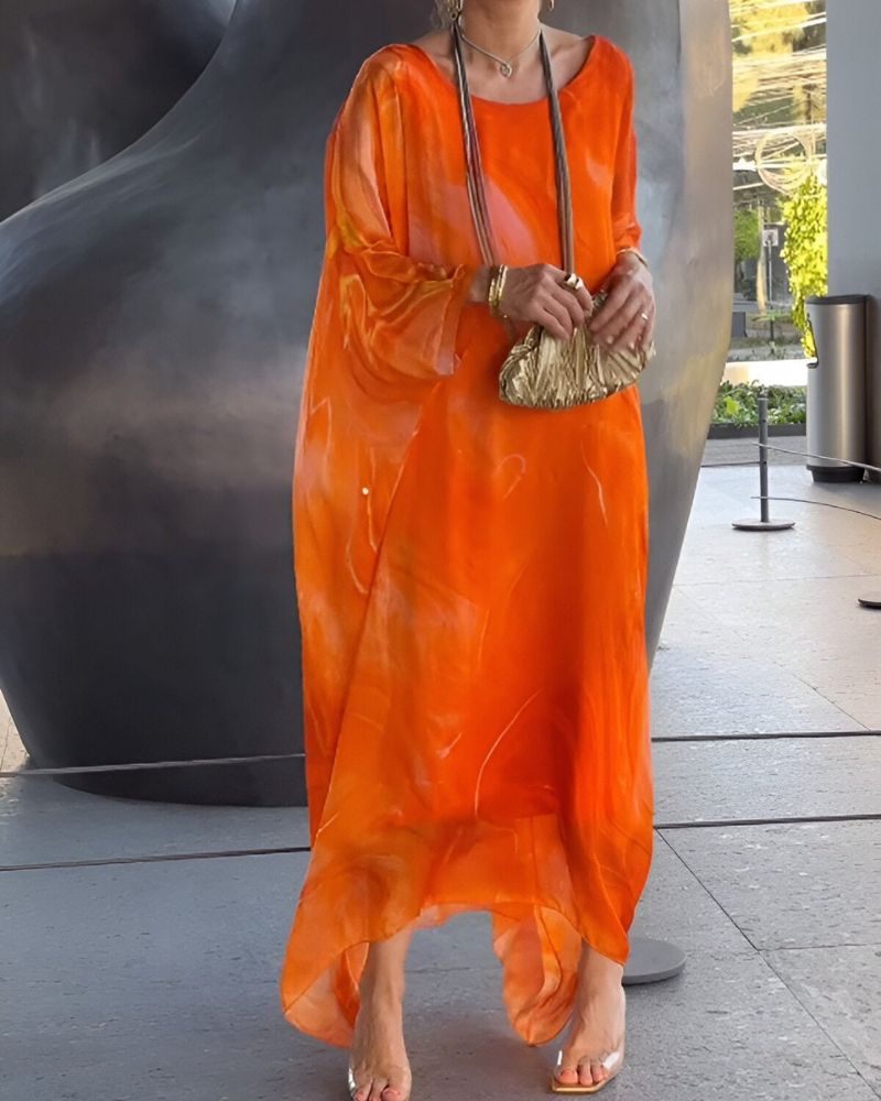 Romy – Élégante robe longue en mousseline colorée