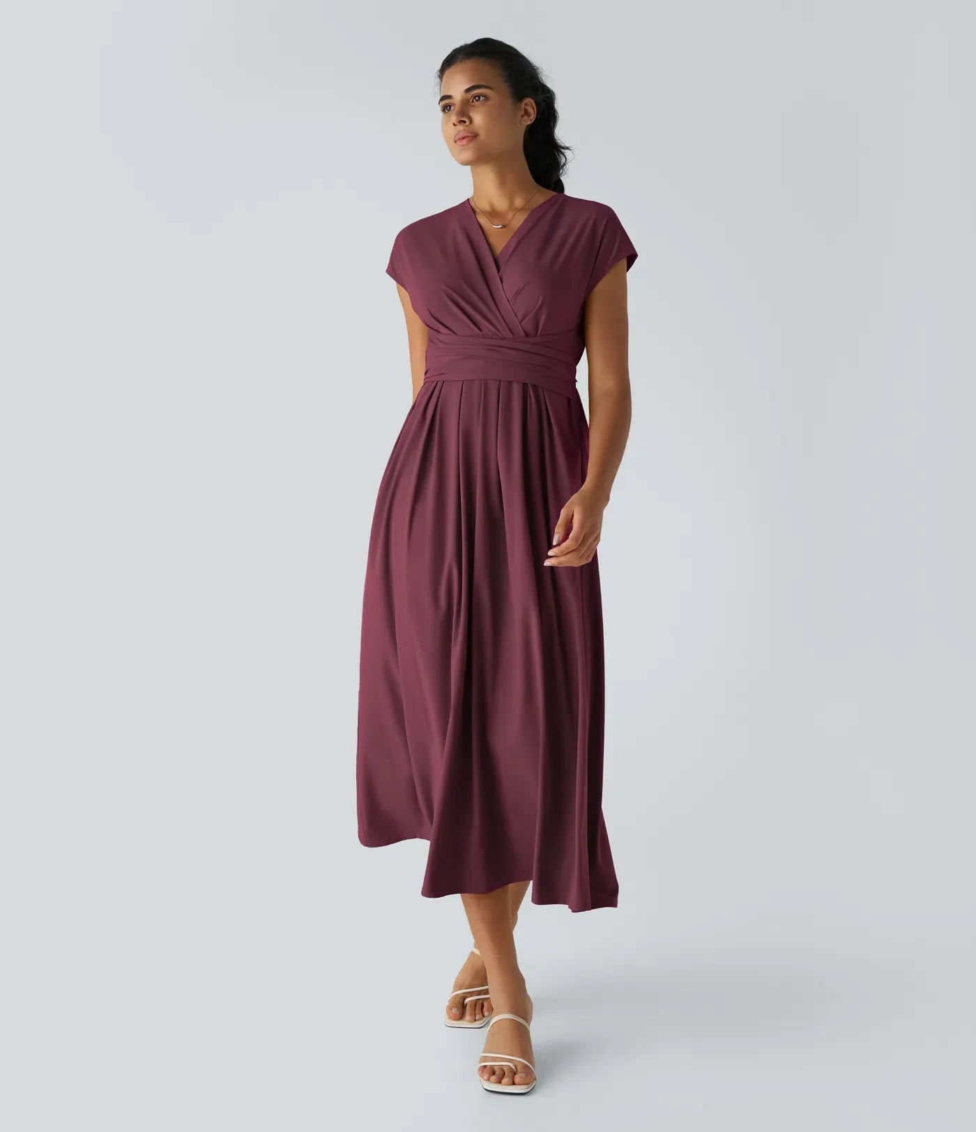 Rosavine – Chic Robe Portefeuille à Taille Haute