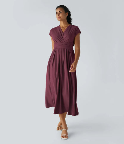 Rosavine – Chic Robe Portefeuille à Taille Haute