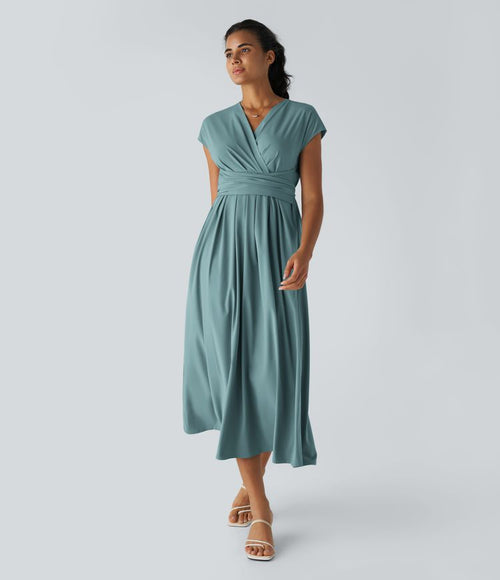 Rosavine – Chic Robe Portefeuille à Taille Haute
