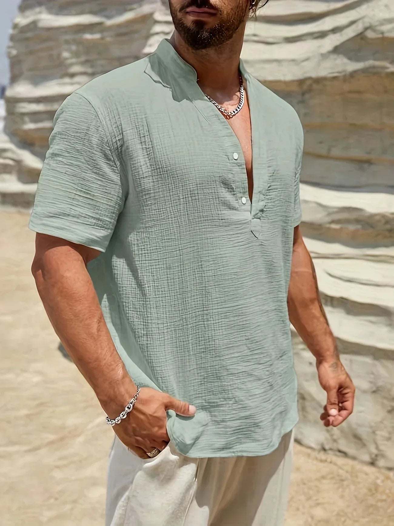 Vitoria™ | Élégante chemise d'été à col haut
