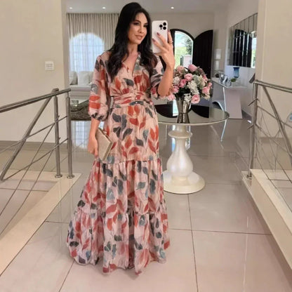 Claudia – Élégante robe longue à motif floral