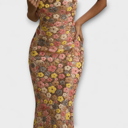 Jeanne – Robe maxi ornée de sequins floraux