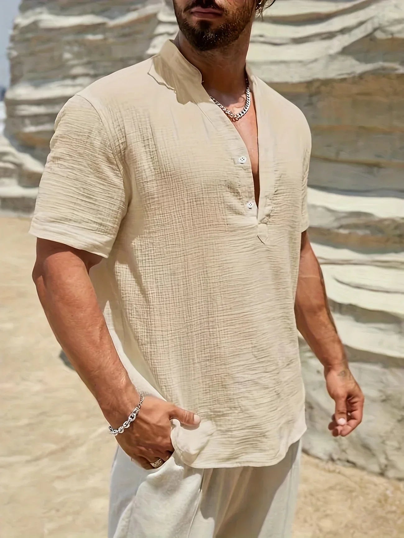 Vitoria™ | Élégante chemise d'été à col haut
