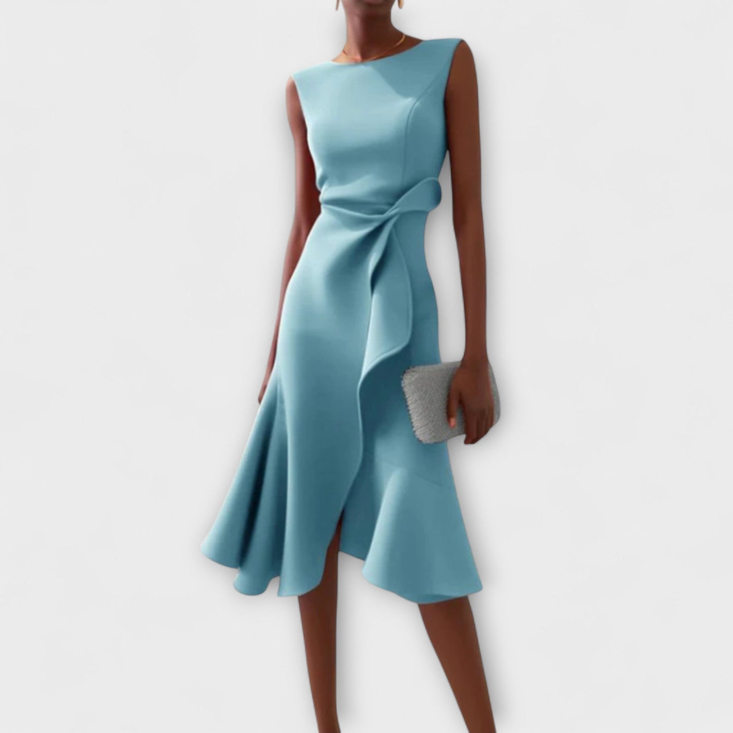 Édith – Robe midi asymétrique à drapé
