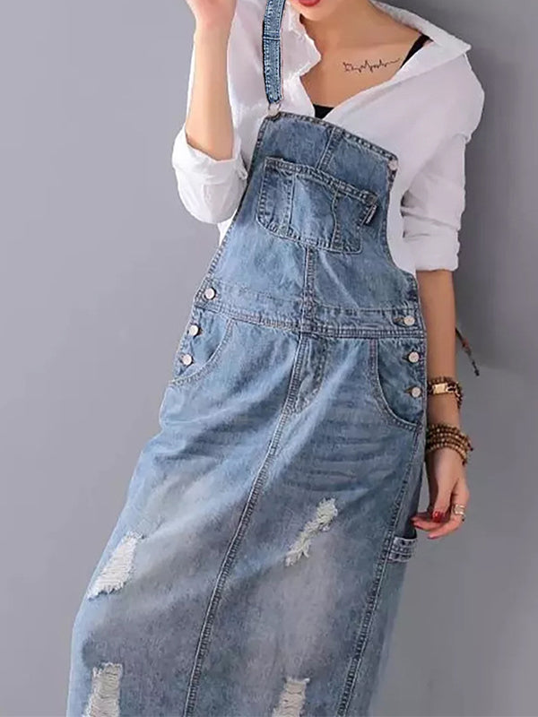 Aurore - Salopette en jean vintage avec poches pratiques
