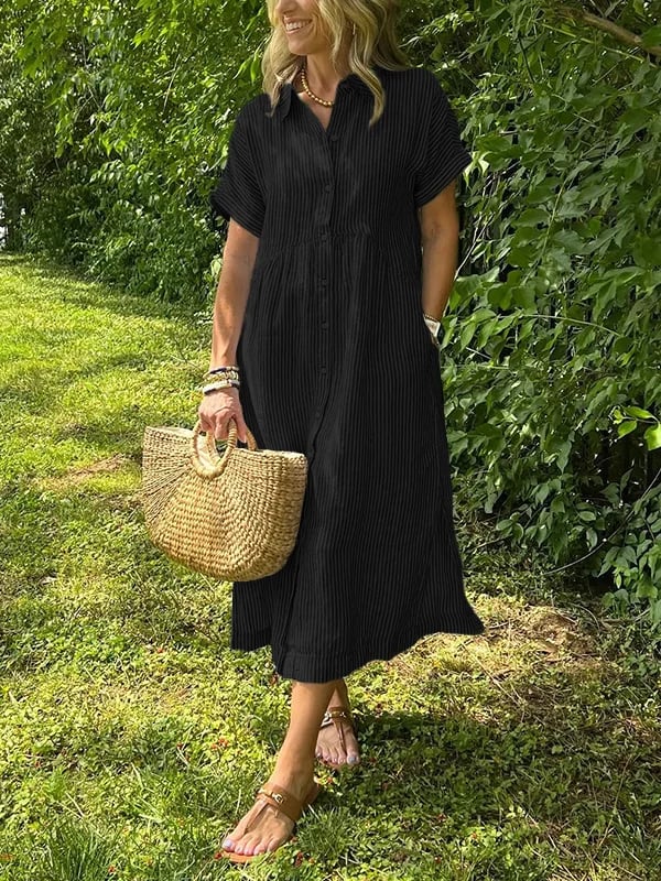Isavelle – Robe maxi en coton à boutons