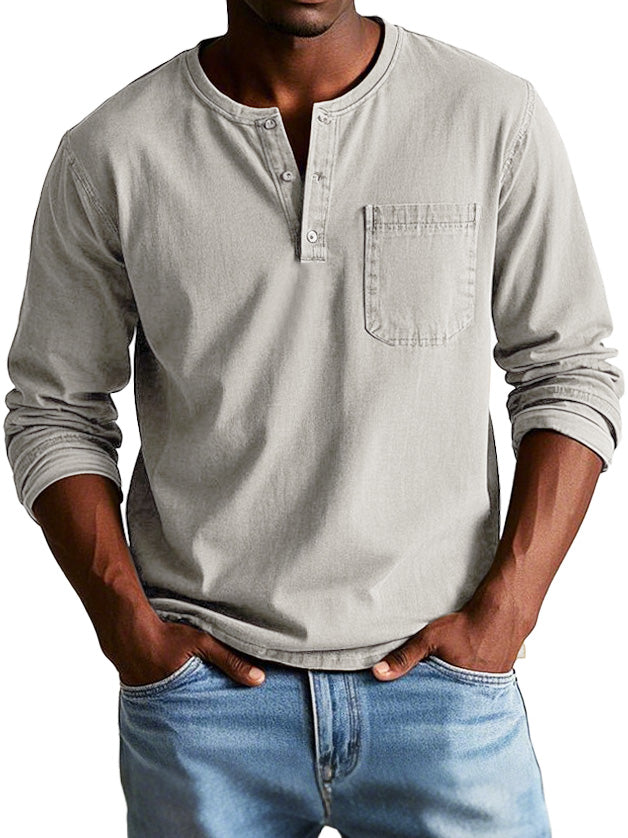 "Vitoria™ - Chemise Vintage à Manches Longues" can be rewritten as "Lenoir™ - Chemise Rétro à Manches Longues".