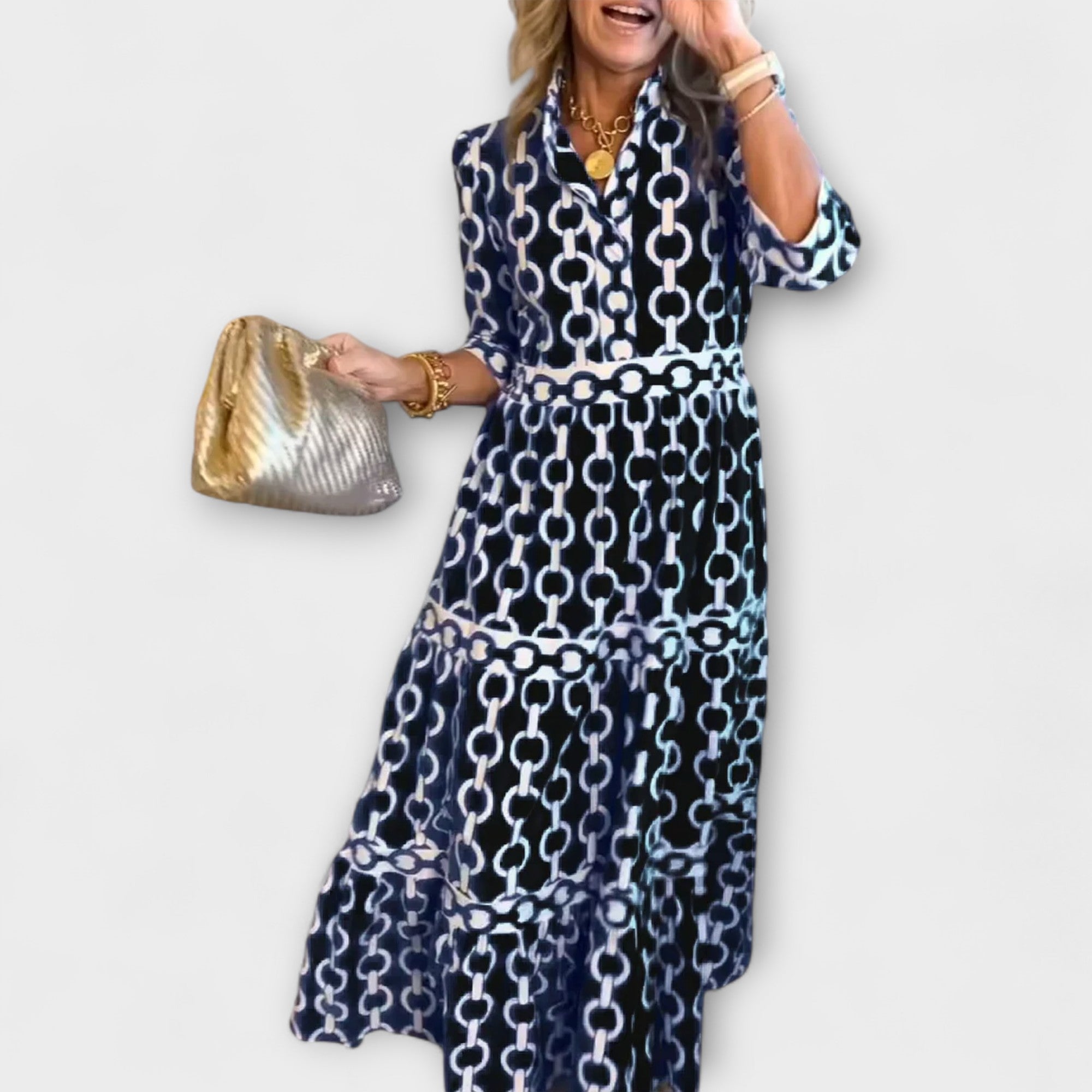 Brisande – Robe fluide mi-longue avec col chemise
