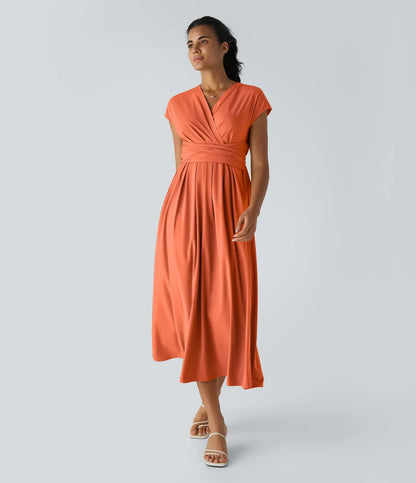 Rosavine – Chic Robe Portefeuille à Taille Haute