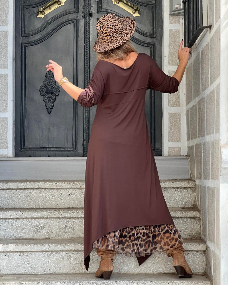 Tahlia – Élégante tunique robe à motif léopard