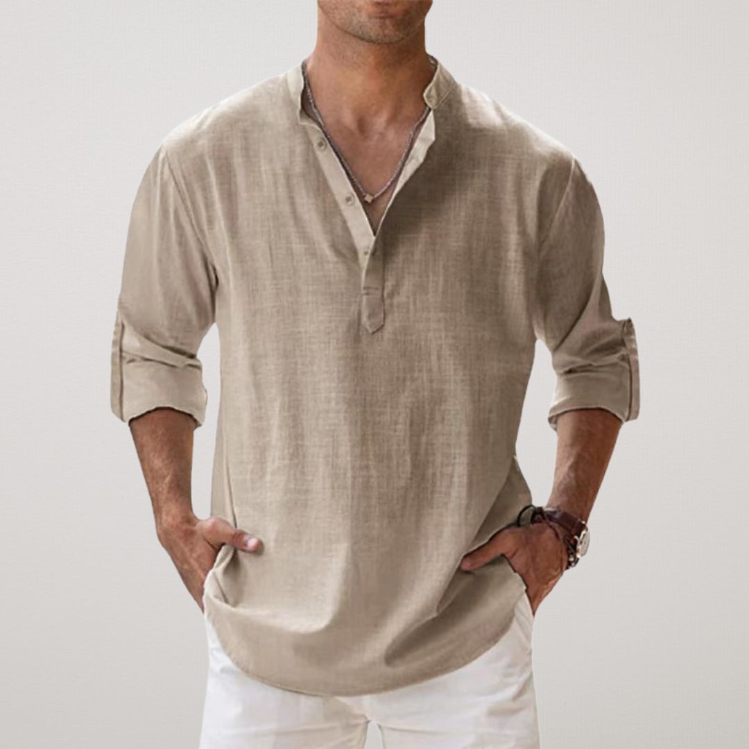 vitoria™ - Chemise Henley en coton au look lin