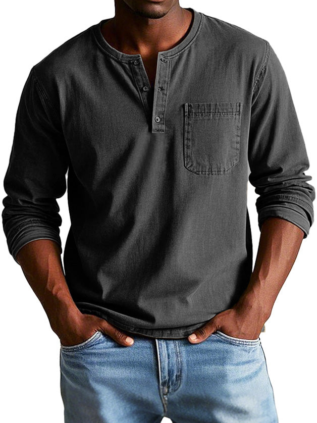 "Vitoria™ - Chemise Vintage à Manches Longues" can be rewritten as "Lenoir™ - Chemise Rétro à Manches Longues".