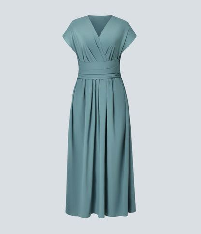 Rosavine – Chic Robe Portefeuille à Taille Haute