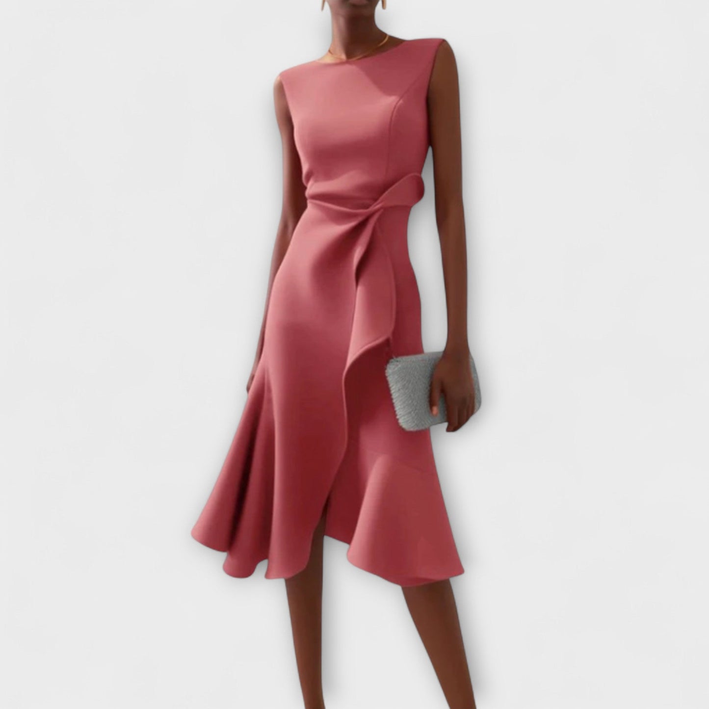 Édith – Robe midi asymétrique à drapé