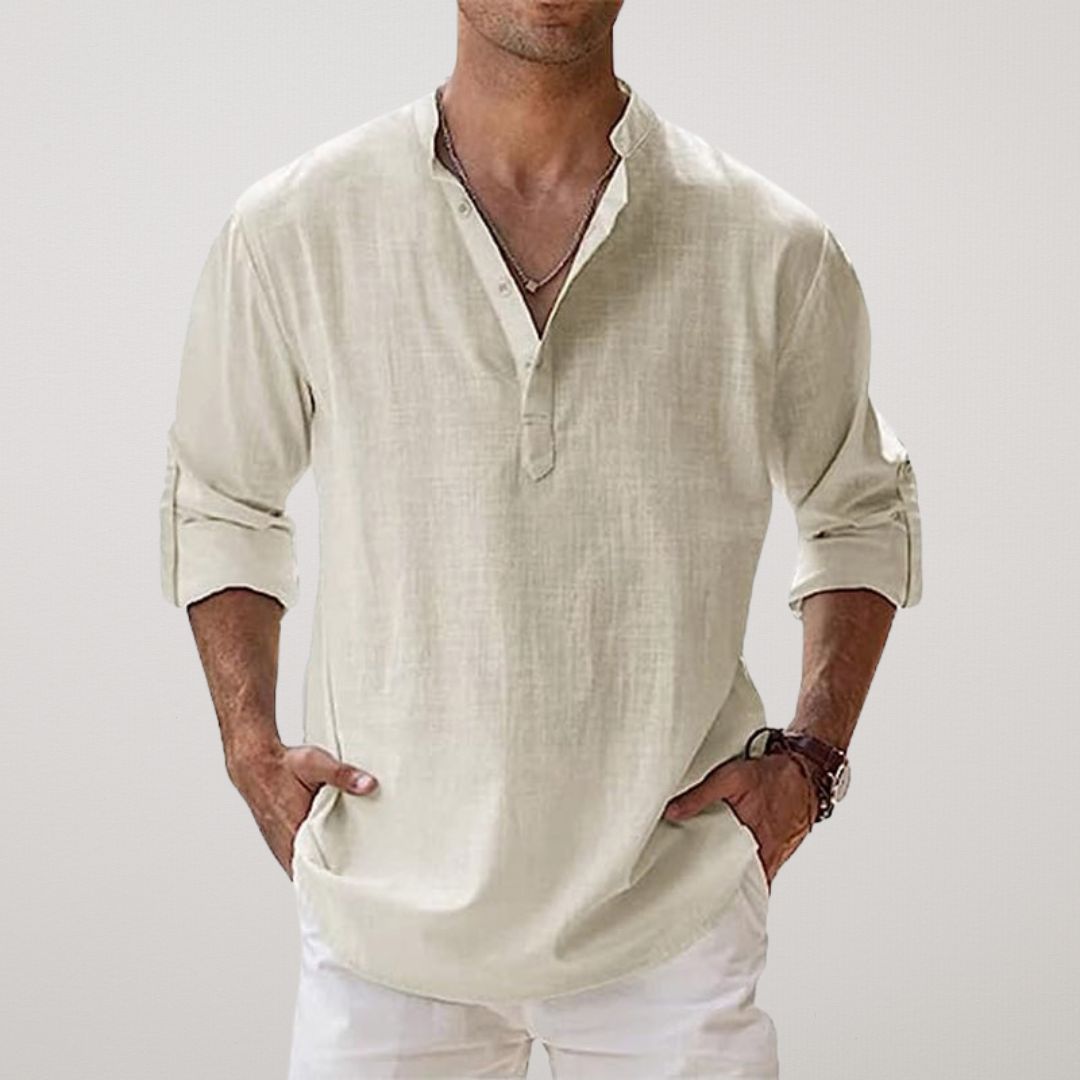 Vitoria™ - Chemise Henley en coton au look lin
