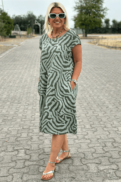 Nelia - Robe zèbre à encolure ronde