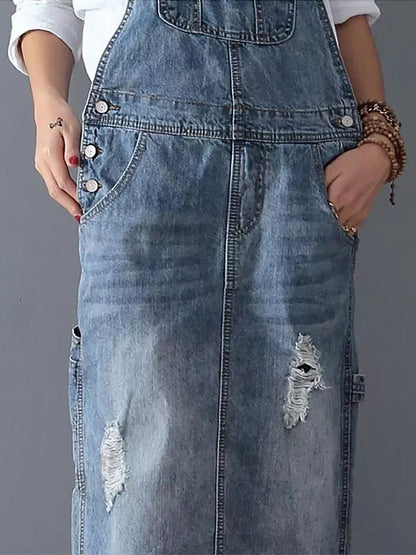 Aurore - Salopette en jean vintage avec poches pratiques