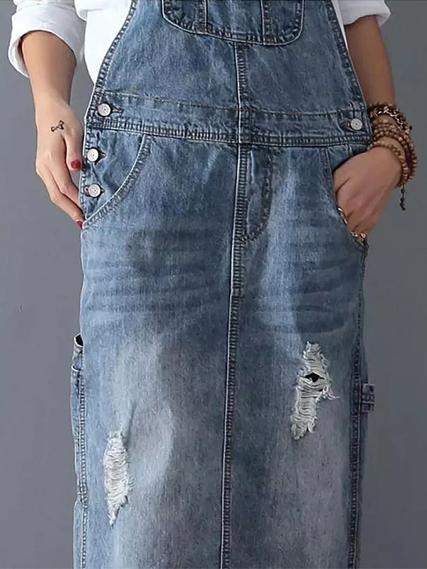 Aurore - Salopette en jean vintage avec poches pratiques
