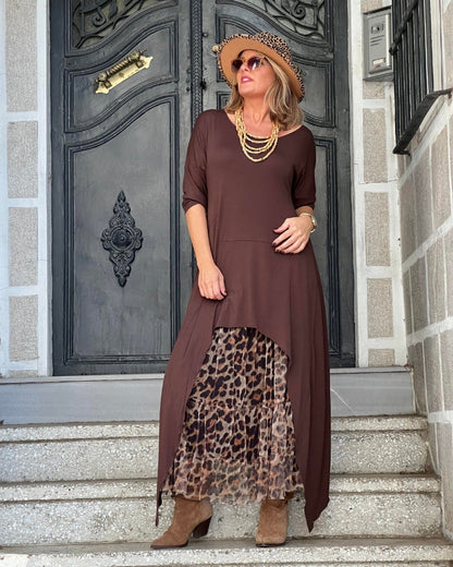 Tahlia – Élégante tunique robe à motif léopard