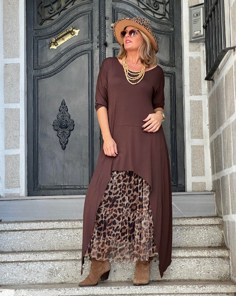 Tahlia – Élégante tunique robe à motif léopard