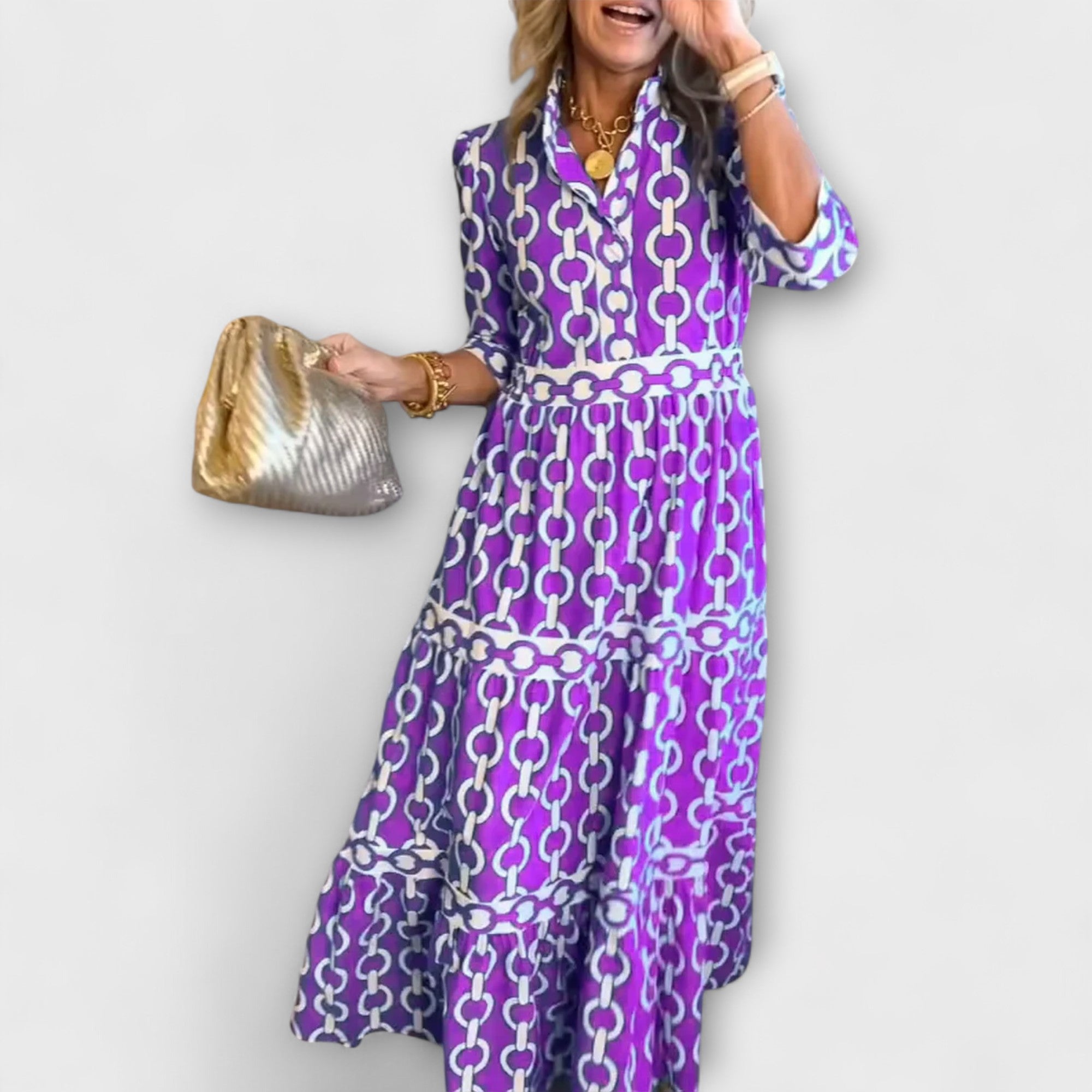 Brisande – Robe fluide mi-longue avec col chemise